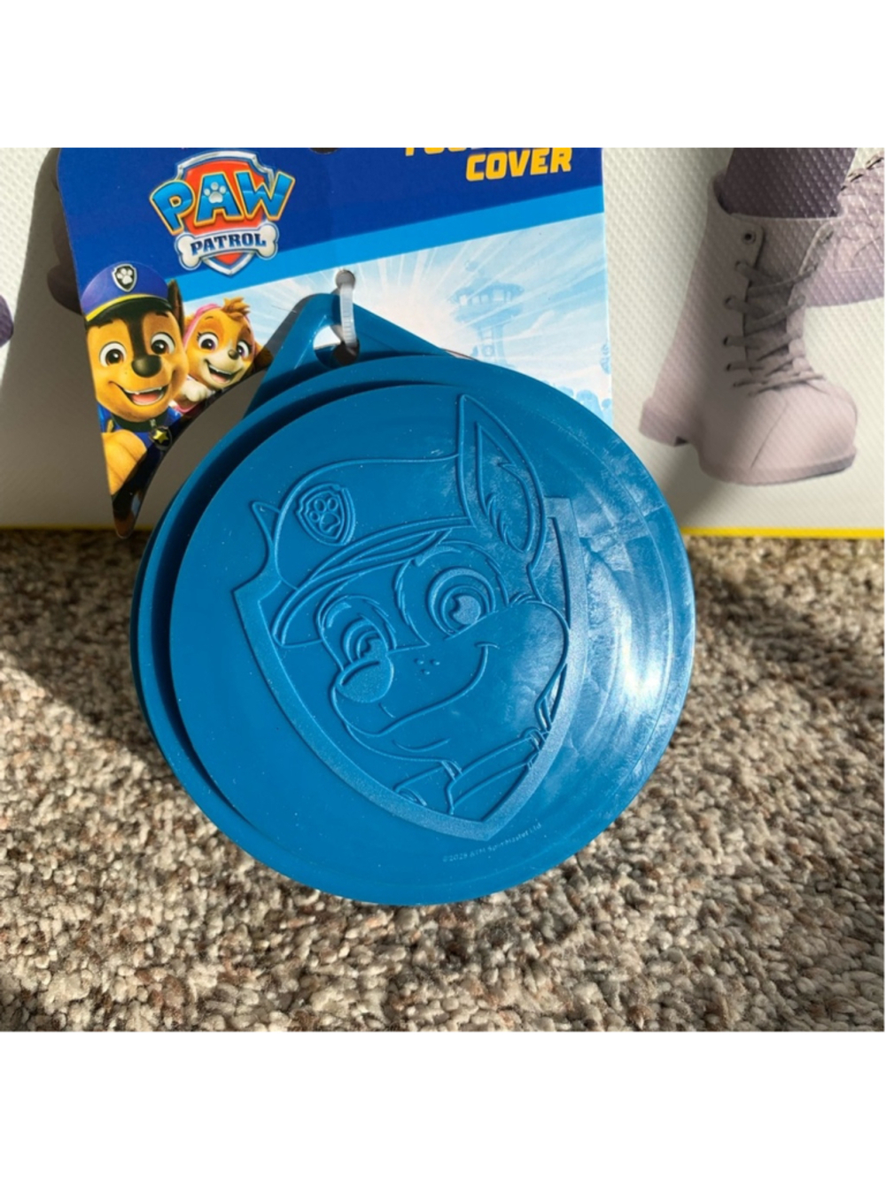 Paw Patrol Teal-Blue Silicone Cup Lid with Embossed Chase